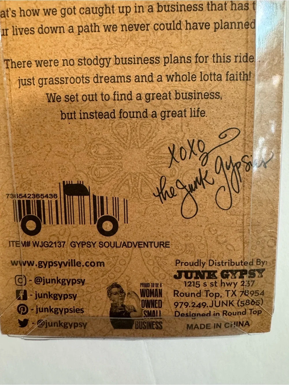 Junk Gypsy Car Coasters Set 2 Absorbent Ceramic Gypsy Soul Adventure WJG2137 NWT